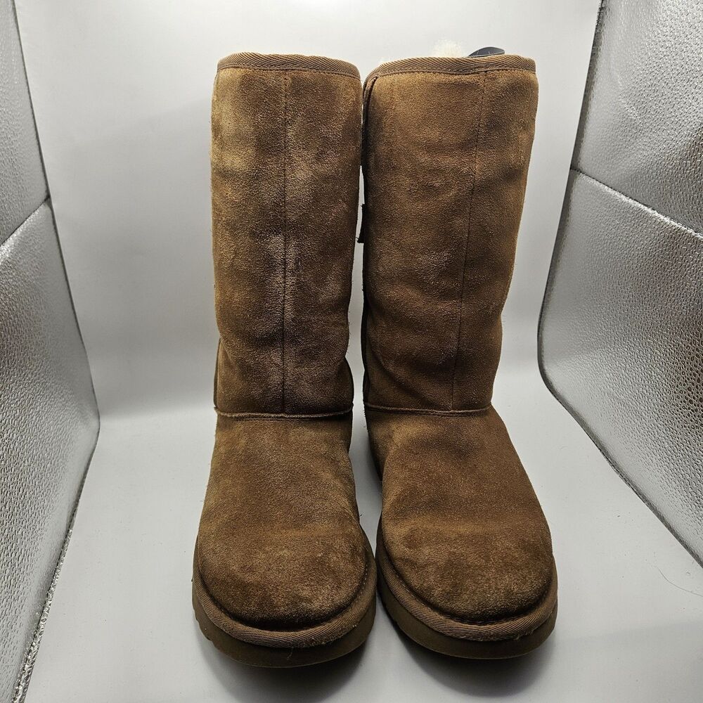 Ugg Australia Womens Allegra Bow II Tan Shearling Suede Boots 1092969 Size 6